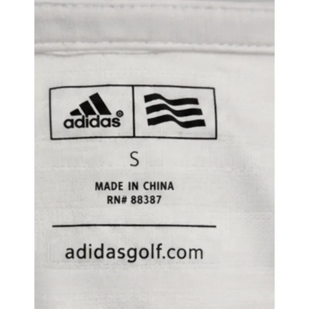 Adidas Golf Men’s Small Polo Shirt White Striped Performance Short Sleeve